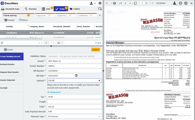Click "Confirm" when you receive an invoice with a specific dollar value threshold set in the systsem an no manual approvals are necessary